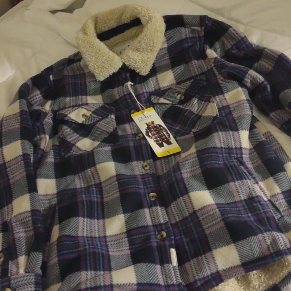 New fuzzy plaid jacket